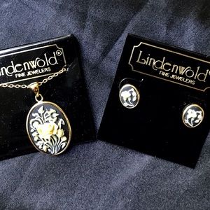 Vintage Lindenwold Floral Cameo Set